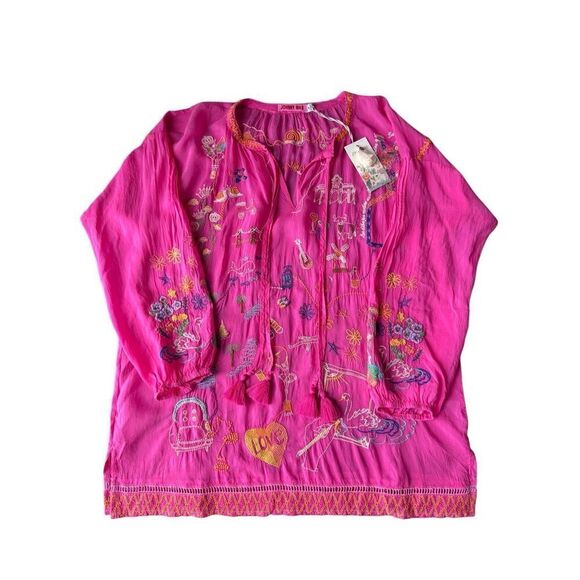 Johnny Was Pink Zadonia Embroidered Blouse - Picture 7 of 12